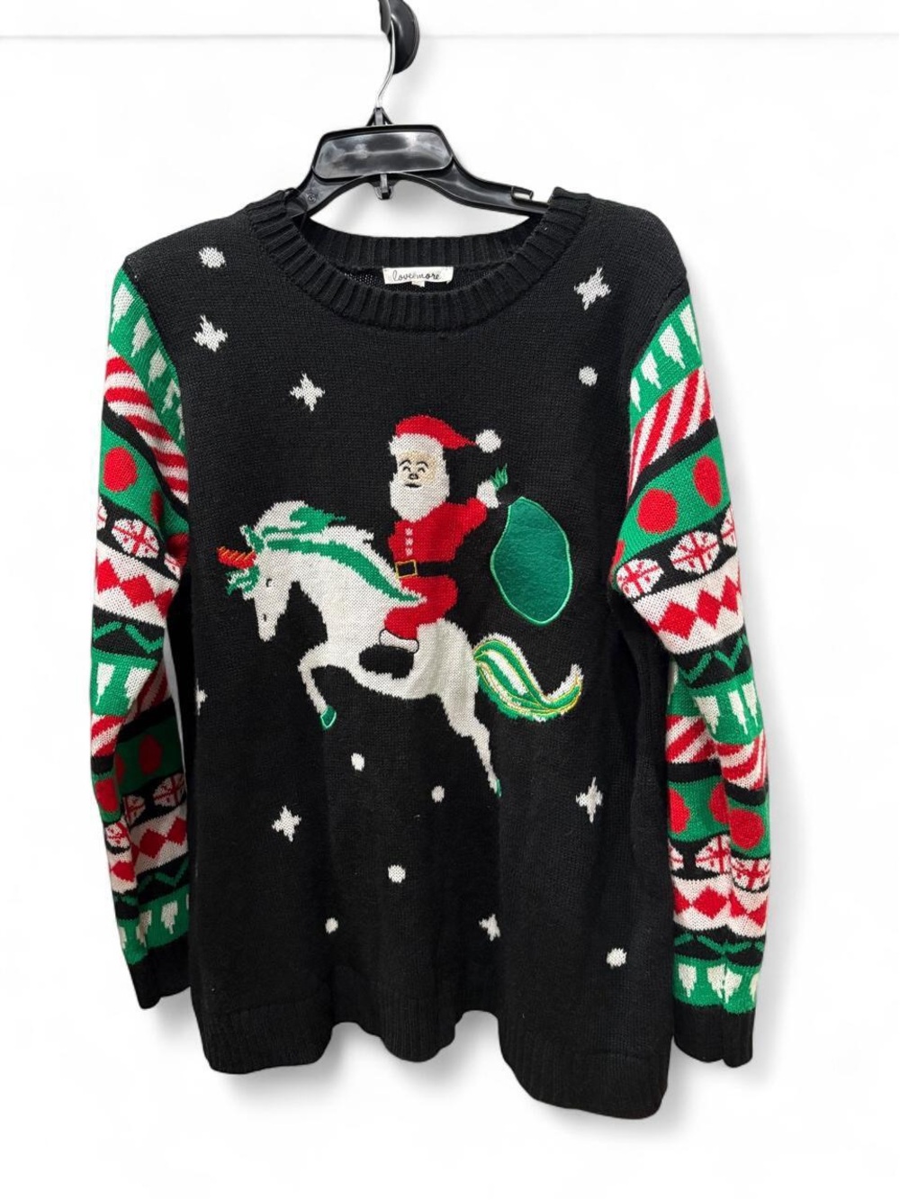 Festive  Santa Riding Horse Knit Sweater - Unbranded